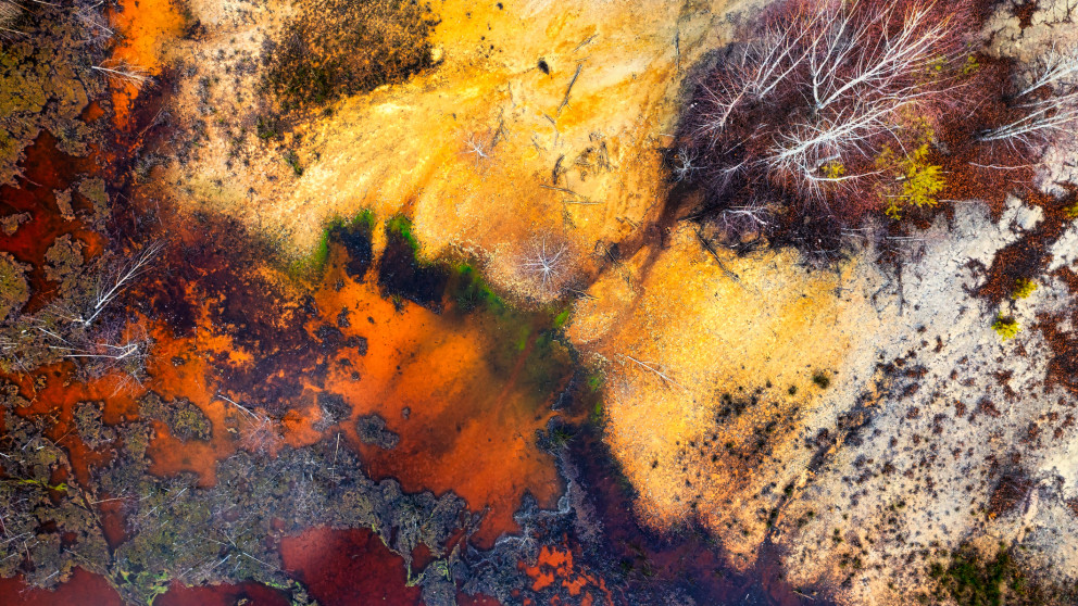 Bird's-eye view of a titanium quarry.